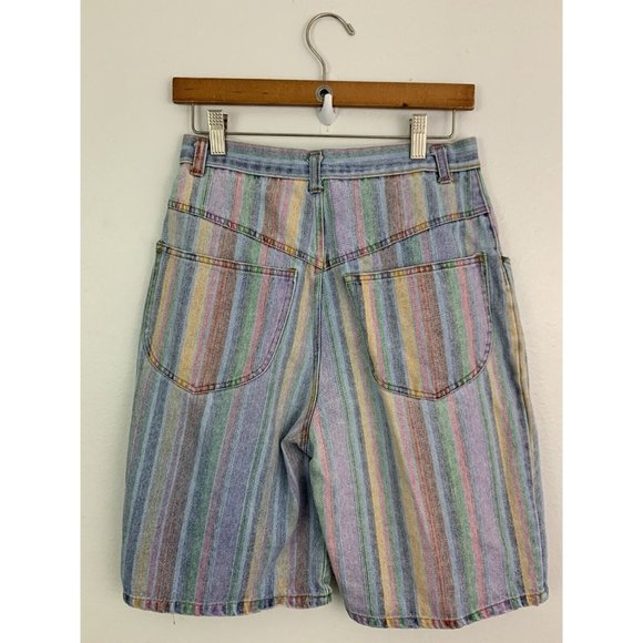 Vintage 80s 90s  Styles to Go Sz 11/12 Denim Shorts High Waist Stripe - Picture 3 of 5
